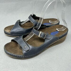 WOLKY Womens TSUNAMI Blue Leather Sandal US 6.5-7/EU 38 Slip On Open Back